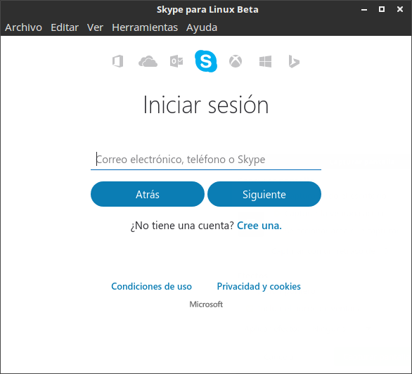 Pantalla de login de skype Pantalla de login de skype