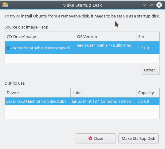 Grabar ISO en USB - Startup Disk Creator Grabar ISO en USB - Startup Disk Creator