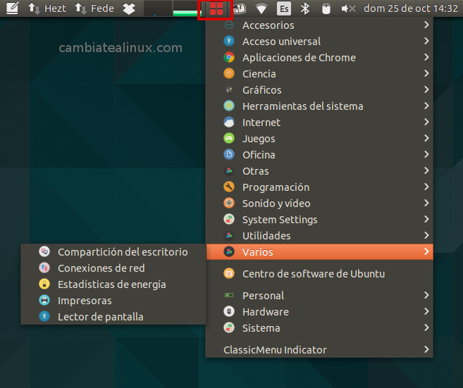 Clasic menu