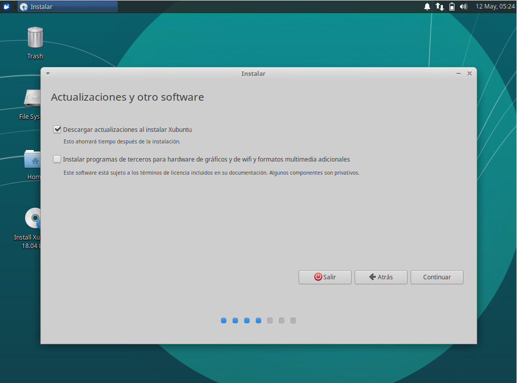 Instalacion de xubuntu 18.04 - seleccion de software de terceros Instalacion de xubuntu 18.04 - seleccion software de terceros