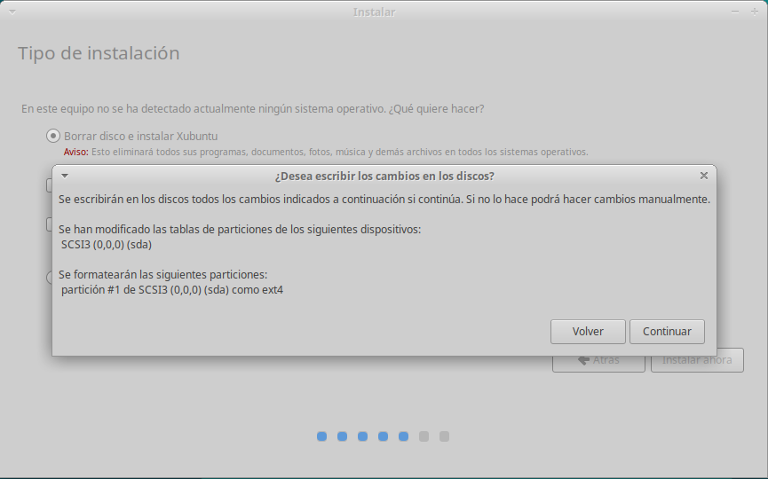 Instalacion de xubuntu 18.04 - seleccion particion de instalacion