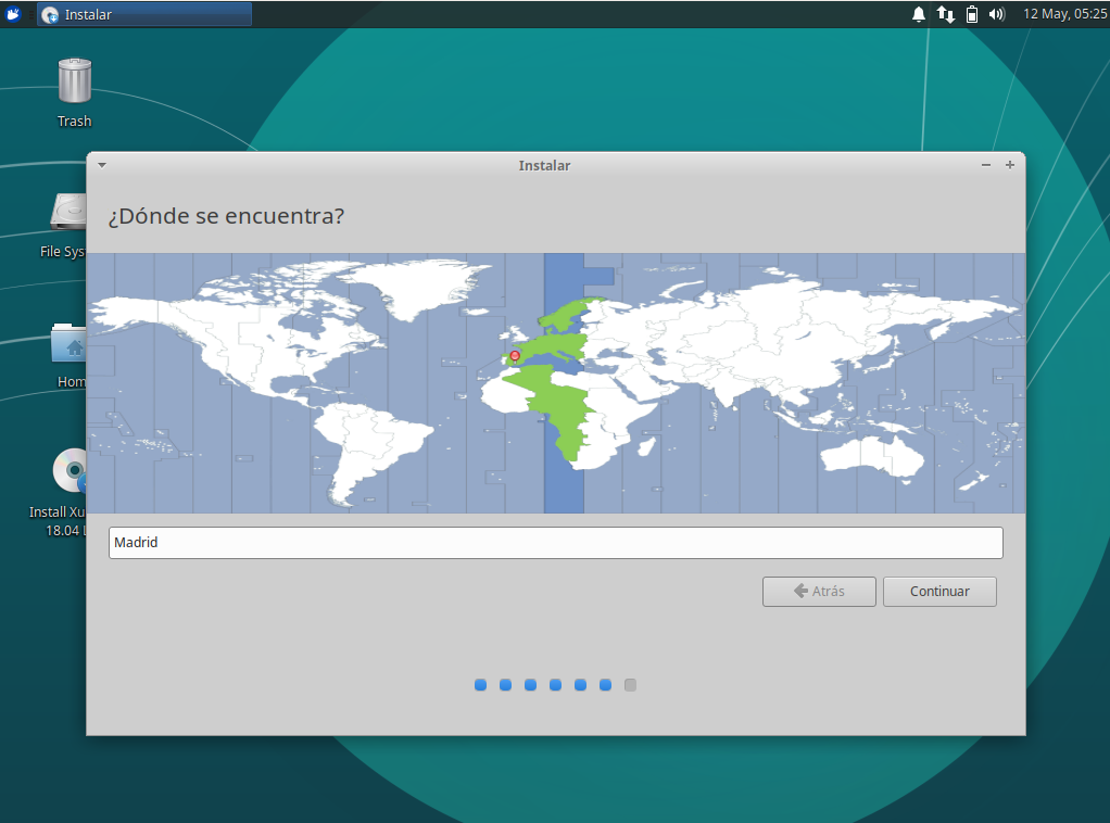 Instalacion de xubuntu 18.04 - seleccion de pais Instalacion de xubuntu 18.04 - seleccion pais