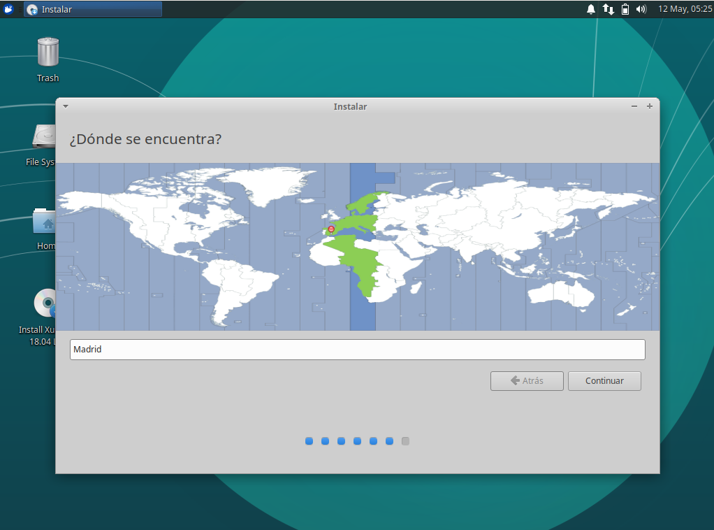 Instalacion de xubuntu 18.04 - seleccion pais