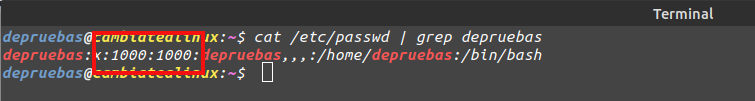 Comprobar el uid y gid en el fichero etc passwd Comprobar el uid y gid en el fichero etc passwd