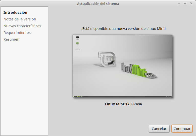 Actualizar sistema Aplicación para actualizar linux Mint