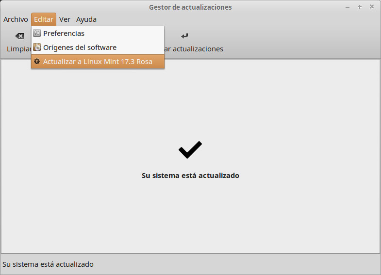 Gestor de actualizaciones de linux Mint