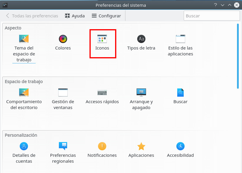 Preferencias del sistema - iconos Preferencias del sistema - iconos