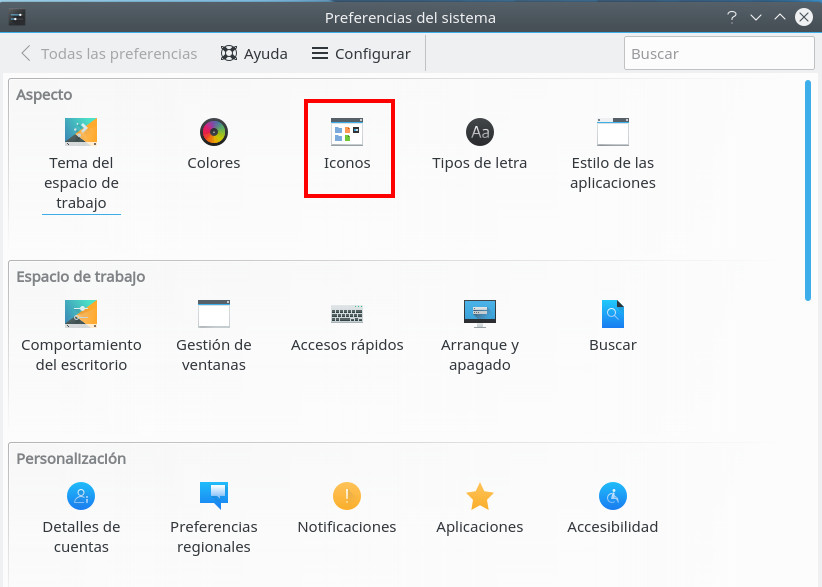 Preferencias del sistema - iconos 