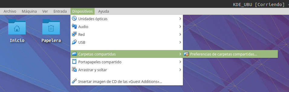 Menu compartir carpetas vbox