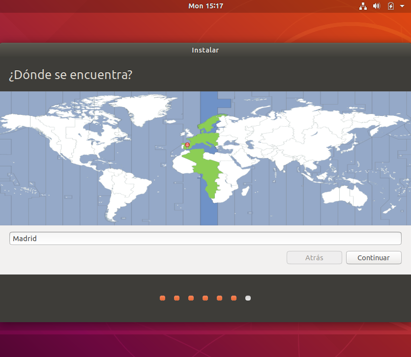 Instalacion de ubuntu 18.04 - seleccion de pais Instalacion de ubuntu 18.04 - seleccion pais