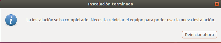 Instalacion de ubuntu 18.04 - fin de instalacion Instalacion de ubuntu 18.04 - fin de la instalacion