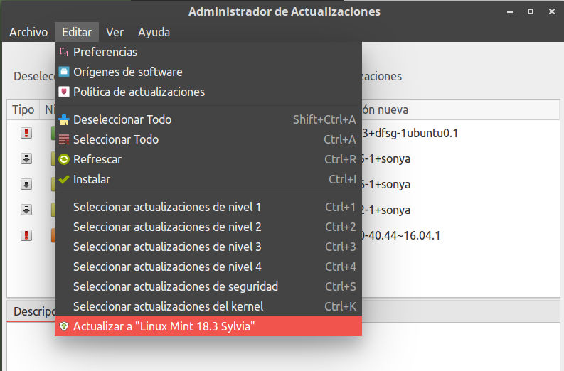 Actualizar Linux Mint de 18.2 a 18.3 Actualizar Linux Mint de 18.2 a 18.3