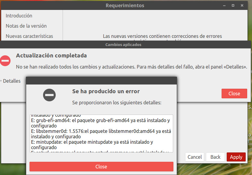 Fin de la actualización Fin de la actualización