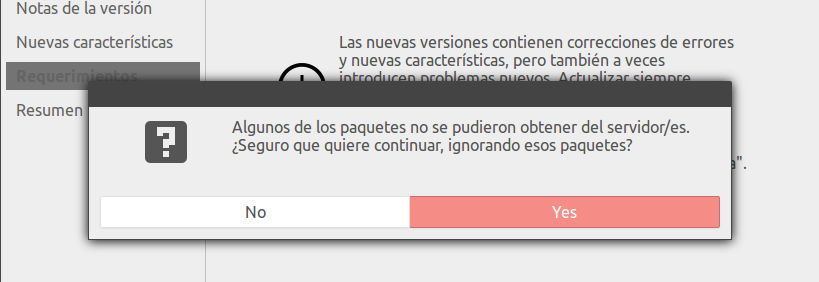 Paquetes que faltan Paquetes que faltan