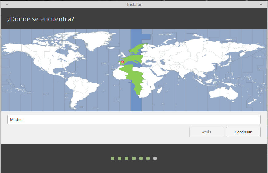 Instalacion de Linux Mint 19.1 XFCE -  Seleccion del pais