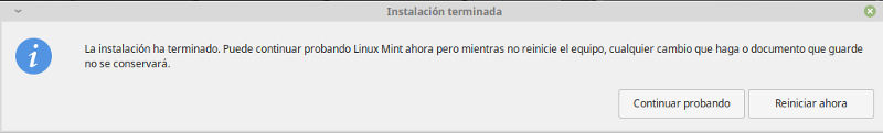 Instalacion de Linux Mint 19.1 XFCE - Finalizando la instalacion Instalacion de Linux Mint 19.1 XFCE - Finalizando la instalacion