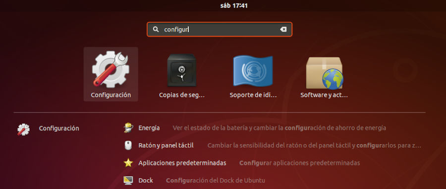 Menu configuracion del sistema