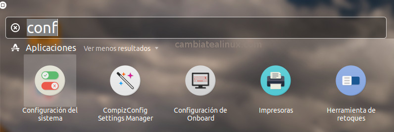 Menu de ubuntu