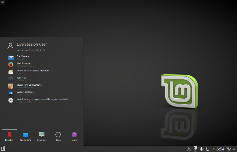 Instalacion de linux mint KDE Instalacion de linux mint KDE Escritorio