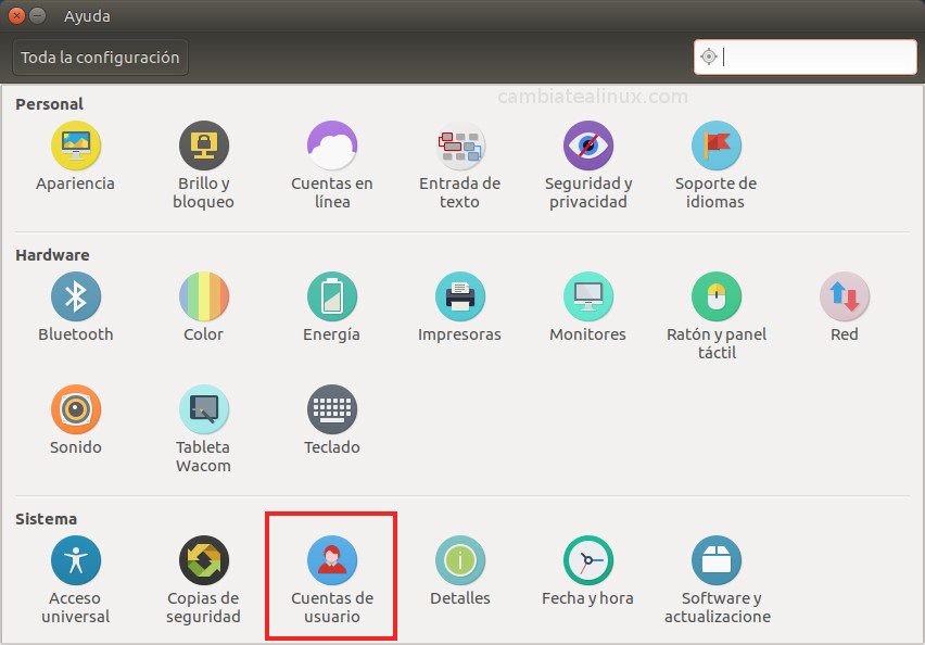 Configuracion del usuario en Ubuntu Configuracion del usuario en Ubuntu