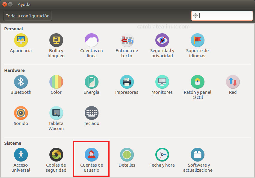 Configuracion del usuario en Ubuntu
