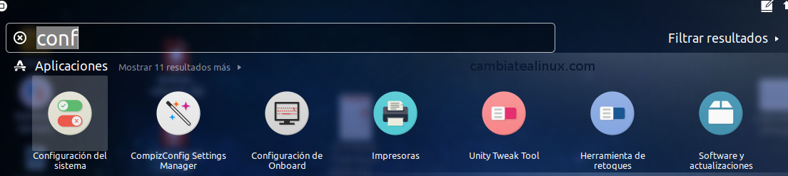 Menu de Ubuntu Menu de Ubuntu