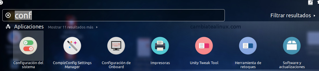 Menu de Ubuntu