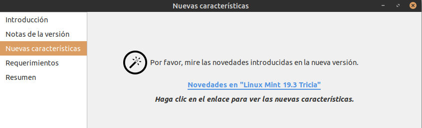 Asistente a la actualizacion de Linux Mint Asistente a la actualizacion de Linux Mint - Novedades de la nueva version