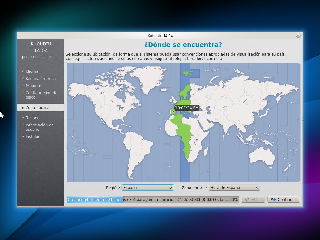Instalación Kubuntu 14.04 - selecccion de pais