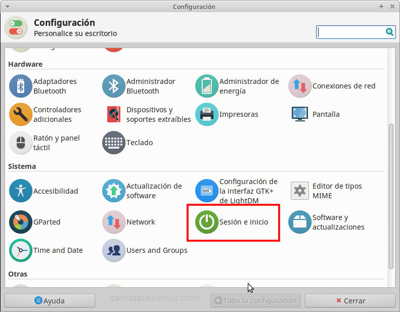 Menu  Configuracion del sistema