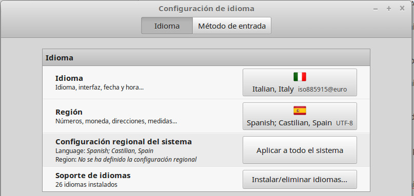 Instalar Idioma italiano