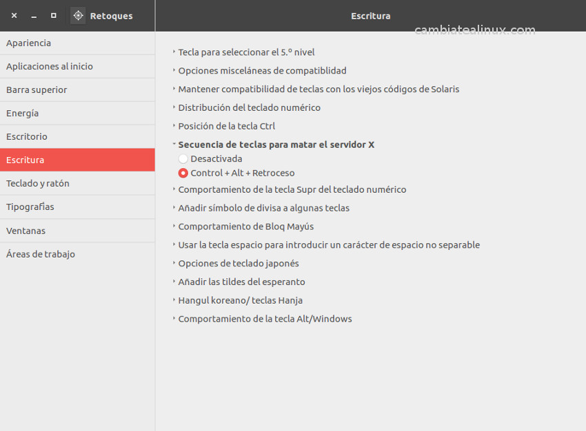 Herramienta de retoques Herramienta de retoques - Menu de escritura