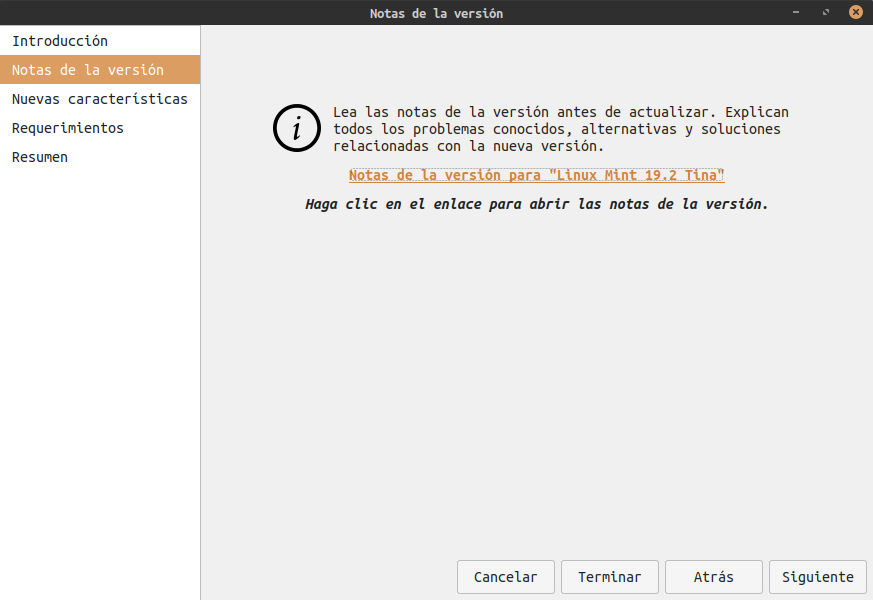 Actualizar Linux Mint 19.1 a 19.2 - notas version