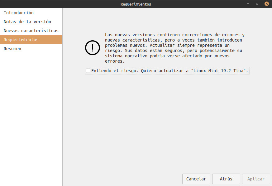 Actualizar Linux Mint 19.1 a 19.2 - requerimientos Actualizar Linux Mint 19.1 a 19.2 - requerimientos