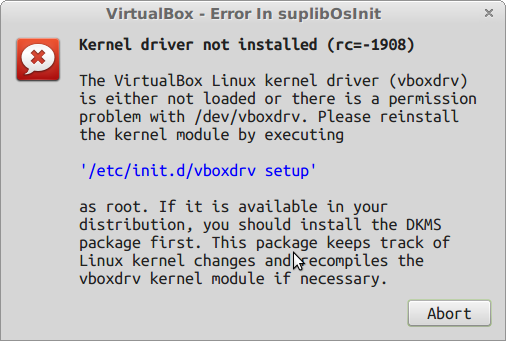Error virtualbox