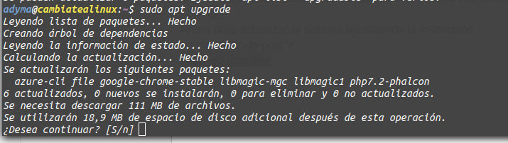 Actualizar sistema Actualizar sistema