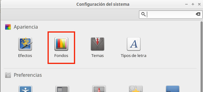 Configuracion del sistema Configuracion del sistema - apariencia -fondos