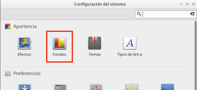 Configuracion del sistema - apariencia -fondos