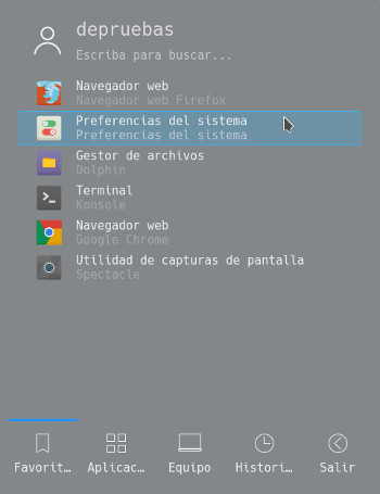 Menu de KDE Menu de KDE