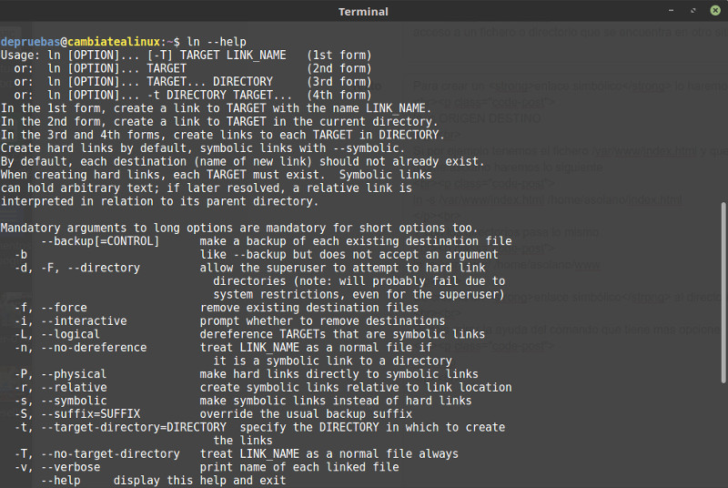 ln - crear enlaces simbolicos Ver archivos ocultos desde el terminal