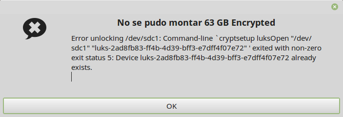 Error montando disco cifrado