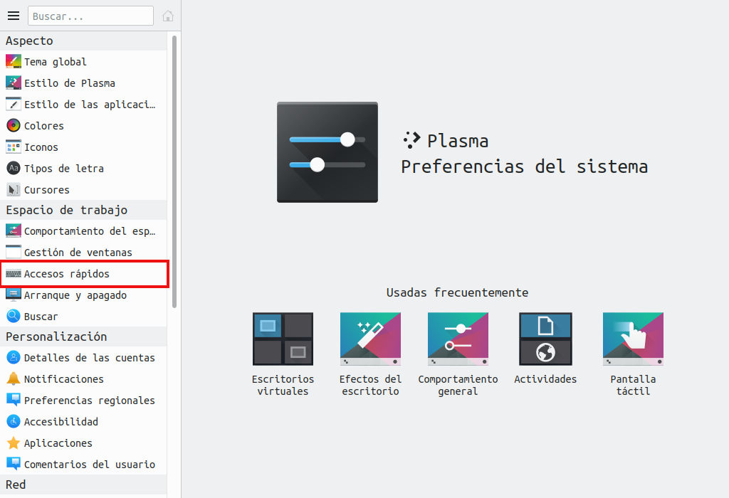 Preferencias del sistema - accesos rápidos Preferencias del sistema - accesos rápidos