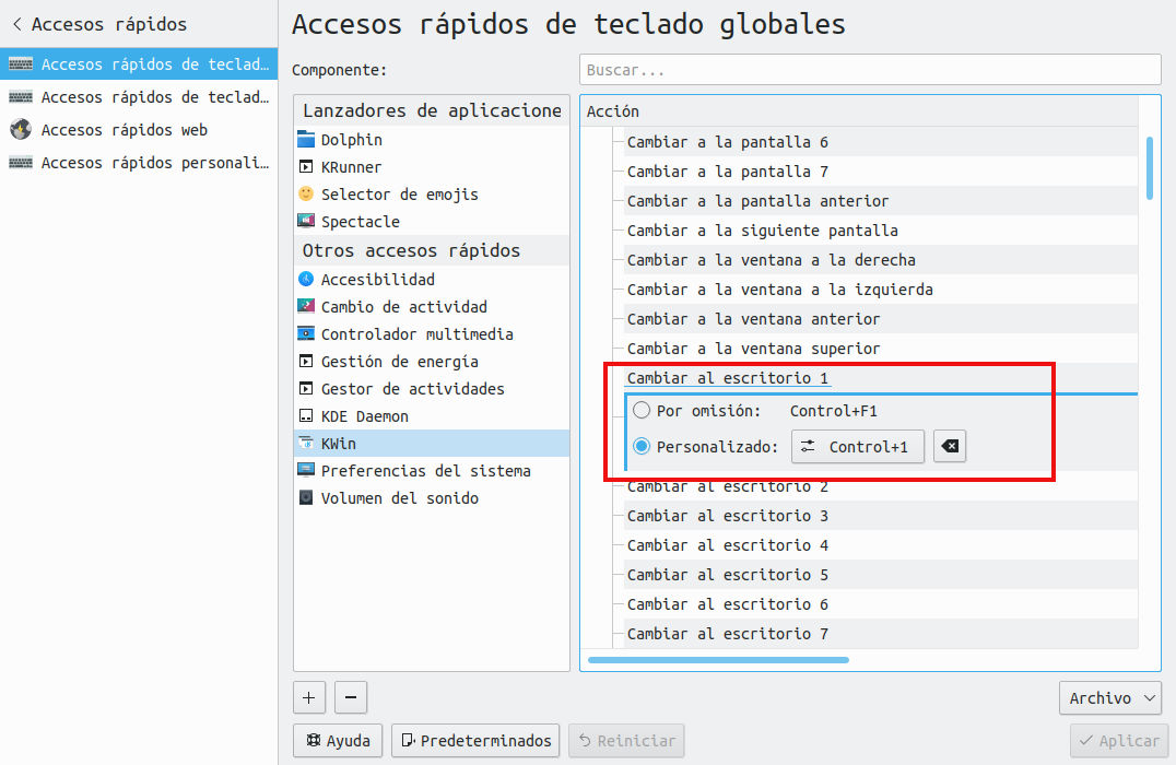 Preferencias del sistema - Selección de teclado