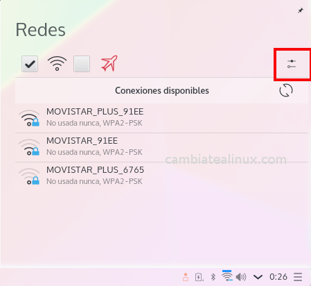 Menu redes Menú redes, vemos todas las wifi disponibles