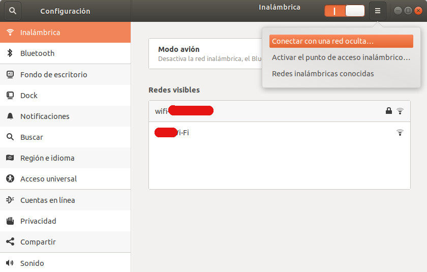 Configuracion redes WIFI Configuracion redes WIFI