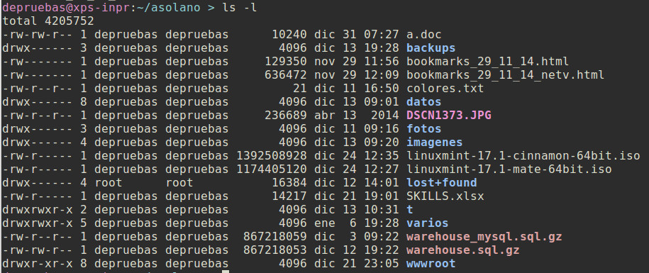 Image result for lista de muchos archivos linux