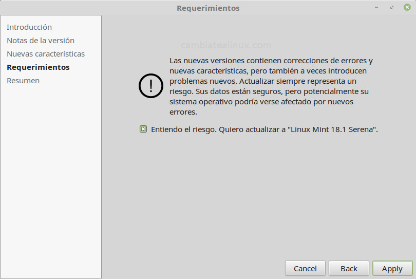 Actualizar a linux mint 18.1