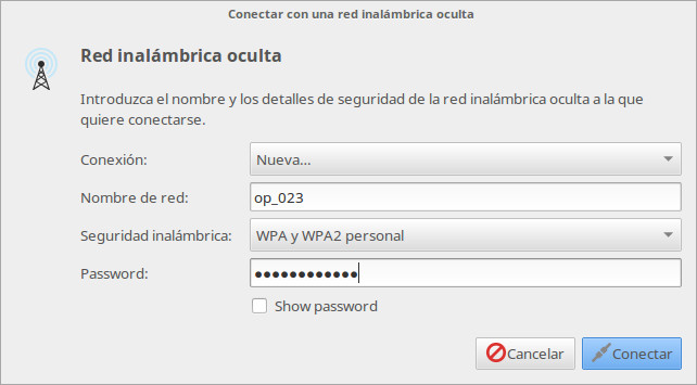 Añadimos una nueva red wifi oculta