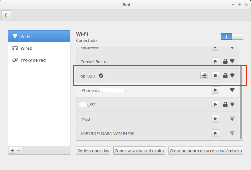 wifi oculta conectada