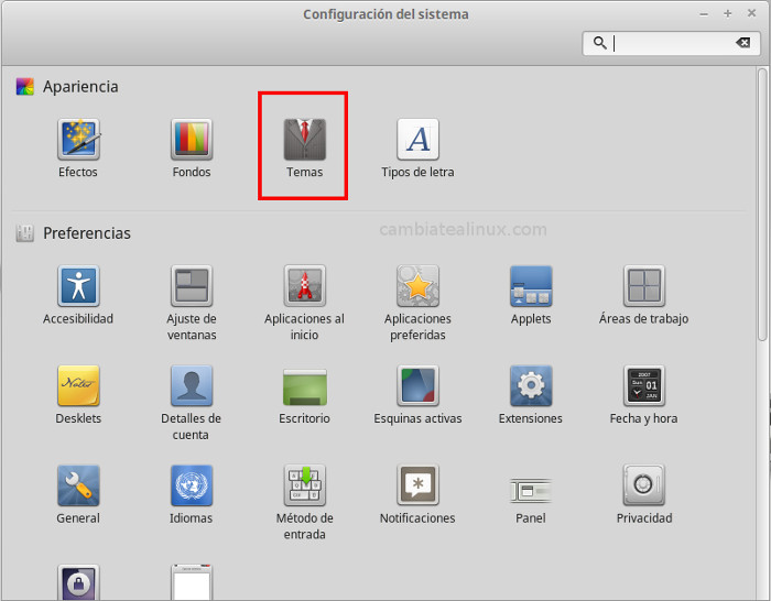 Configuracion del sistema Configuracion del sistema - apariencia -fondos-temas